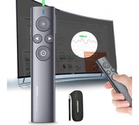 Norwii Clicker per Presentazioni con Puntatore Digitale per Schermi TV LED LCD, Wireless Telecomando Presentatore, Slide Clicker con Evidenziatore, Ingrandimento, Tasto Sinistro del Mouse (Luce Verde)