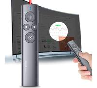 Norwii Clicker per Presentazioni con Puntatore Digitale per Schermi TV LED LCD, Wireless Telecomando Presentatore, Slide Clicker con Evidenziatore, Ingrandimento, Tasto Sinistro del Mouse (Luce Rossa)