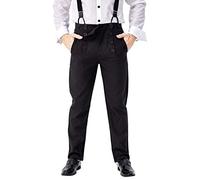 NoryNick Pantaloni da uomo medievali steampunk classici vittoriani a vita alta pantaloni retrò tuta costumi di carnevale di Halloween, Nero , Medium