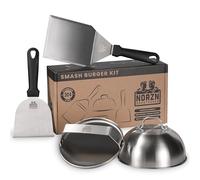 Norzn Brothers® Kit Smash Burger - Attrezzo per Smash Burger Kit, Schiaccia Hamburger per Piastra, Kit Hamburger, Pressa Smash Burger, Acciaio inox 304, Qualità Alimentare, Garanzia di 10 Anni
