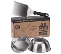 Norzn Brothers® Kit Smash Burger - Set con 1 Cupola con Finestra in Vetro, Schiaccia Hamburger per Piastra, Pressa Hamburger, Kit Hamburger, Acciaio Inox 304, Qualità Alimentare, Garanzia 10 Anni