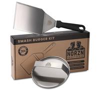 Norzn Brothers® Smash Burger Press, Spatola Barbecue Inox - Schiaccia Hamburger, Spatola Hamburger Acciaio Inox 304, Attrezzo per Smash Burger, Qualità Alimentare, Garanzia 10 Anni