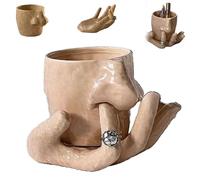 Nose Picking Ceramic Cup，Fun Nose Picking Ceramic Cup，Creative Coffee Mugs for Home Office Desk Decoration, Portrait Shape Coffee Mugs, Ring Trinkets Jewelry Tray, for Home Decoration (1 set)