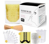Kit cera per naso 100 g per uomini e donne, cera per la depilazione del naso con cera per peli del naso, 20 applicatori a punta sicura, 10 applicatori in legno, 10 contenitori e 10 stampini per baffi