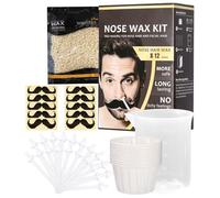 Nose Wax Kit di cera per il naso per uomini,Il Kit originale e migliore per la depilazione del naso,100g di cera per peli del naso,20 applicatori con punta sicura,10 contenitori e 10 modelli per baffi