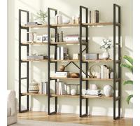 Nosepen Libreria moderna da 180 cm con 13 ripiani aperti, grande scaffale industriale a 5 ripiani con telaio in metallo, alta libreria Etagere per casa e ufficio, marrone rustico