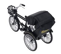 Nosqew Modello Riksha, design retrò, lega, risciò in miniatura a 3 ruote, decorazione per la casa, giocattolo per bambini, regalo, da collezione (nero)