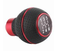 Nosqew Pomello del cambio a 5 marce, in lega di alluminio e pelle, accessorio manuale per auto, universale, adatto per la maggior parte delle auto, SUV, camion (rosso)