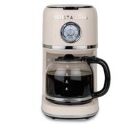 Nostalgia Caffettiera classica retrò da 10 tazze, avena | One-Touch Drip Brew, filtro riutilizzabile - Anti-gocciolamento, spegnimento automatico e visualizzazione dell'ora - Lavabile