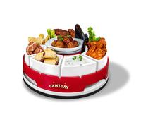 Nostalgia Gammeday Riscaldata Cooker lento e Lazy Susan Serving Set per feste per feste per immersioni e nachos rosso/bianco