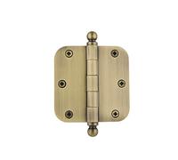 Nostalgic 728351 Cerniera residenziale con punta a sfera da 8,9 cm con porta ad angoli raggiati, ottone anticato