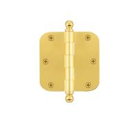 Nostalgic 728354 Cerniera residenziale a punta sferica da 8,9 cm con porta ad angoli raggiati da 5/8", ottone lucido