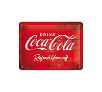 Nostalgic-Art 26173 Targa di metallo 15 x 20 cm - Coca-Cola - Logo Red Refresh Yourself