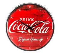 Nostalgic-Art 51074 - Orologio da Parete con Logo Coca-Cola Refresh Yourself, 31 cm, Rosso, metallo