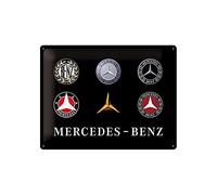 Nostalgic-Art Art 23251 Targa Vintage Mercedes-Benz - Logo Evolution - Idea regalo per amanti di accessori per auto, in metallo, Design retro, 30 x 40 cm
