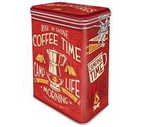 Nostalgic-Art Barattolo per caffè retrò, 1,3 l, Camp Coffee Time | scatola in latta, design vintage, Idea regalo per fan di caffè