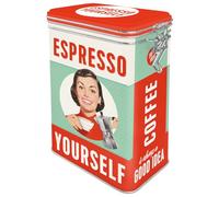 Nostalgic-Art Barattolo per caffè retrò, 1,3 l, Espresso Yourself | scatola in latta, design vintage, Idea regalo per fan di caffè