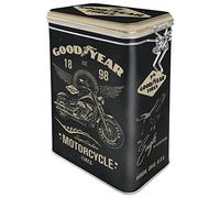 Nostalgic-Art Barattolo per caffè retrò, 1,3 l, Goodyear - Motorcycle | original Goodyear license product (OLP), scatola in latta, design vintage, Idea regalo per fan di motori
