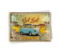 Nostalgic Art Cartolina metalla 10 x 14 cm - VW Bulli - Let's Get Lost