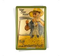 Nostalgic Art Cartolina metalla 10 x 14 cm - Wer Bier trinkt hilft der Landwirtschaft