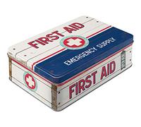 Nostalgic-Art Contenitori di Latta retrò Piatti First Aid Blue - Idea Regalo per Amanti della Nostalgia, Scatola con Coperchio, Design Vintage, 2,5 l