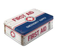 Nostalgic-Art Contenitori di Latta retrò Piatti First Aid Blue - Idea Regalo per Amanti della Nostalgia, Scatola con Coperchio, Design Vintage, 2,5 l