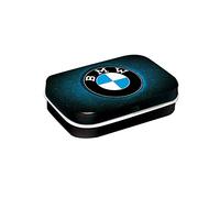 Nostalgic Art Contenitori di pillole retrò, 4 x 6 x 1,6 cm, Official License Product (OLP), BMW - Logo Blue Shine - Idee regalo per amanti BMW, con pastiglie alla menta, design vintage