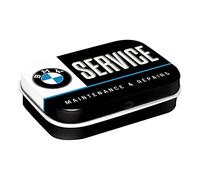 Nostalgic-Art Contenitori di pillole retrò, 4 x 6 x 1,6 cm, Official License Product (OLP), BMW - Service - Idee regalo per amanti BMW, con pastiglie alla menta, design vintage