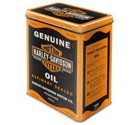 Nostalgic-Art Contenitori in latta retrò L, 3 l, Harley-Davidson - Genuine Oil - Idee regalo per biker, Official License Product (OLP), scatola grande da caffè, design vintage