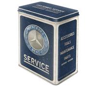 Nostalgic-Art Contenitori in latta retrò L, 3 l, Mercedes-Benz - Service Emblem Blue - Idee regalo per amanti Mercedes-Benz, Official License Product (OLP), scatola grande da caffè, design vintage