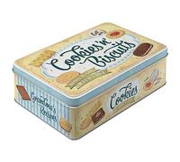 Nostalgic-Art Contenitori in latta retrò piatti, 2,5 l, Cookies 'n' Biscuits - Idee regalo per la cucina, scatola con coperchio, design vintage