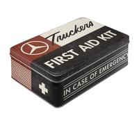 Nostalgic-Art Contenitori in latta retrò piatti, 2,5 l, Daimler Truck - First Aid Kit - Idee regalo per amanti degli accessori per auto, scatola con coperchio, design vintage