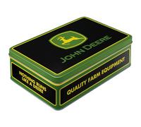 Nostalgic-Art Contenitori in latta retrò piatti, 2,5 l, John Deere - Logo Black - Idee regalo per amanti dei trattori, Official License Product (OLP), scatola con coperchio, design vintage