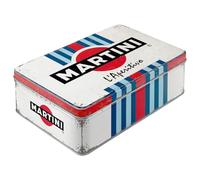Nostalgic-Art Contenitori in latta retrò piatti, 2,5 l, Martini - L'Aperitivo Racing Stripes - Idee regalo accessori da bar, Official License Product (OLP), scatola con coperchio, design vintage