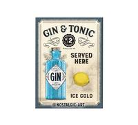Nostalgic-Art Gin & Tonic Served Here - Magneti per frigo in stile retrò, 6 x 8 cm, idea regalo come accessorio da bar in metallo, design vintage