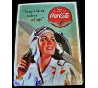 Nostalgic Art, insegna in latta COCA COLA - YOUR THIRST TAKES WINGS, 30 x 40,...