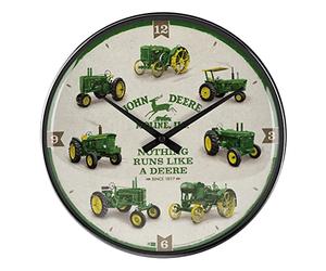 Nostalgic-Art John Deere - Orologio da parete retrò, Ø 31 cm, modello Chart, idea regalo per gli appassionati del trattore, prodotto con licenza originale (OLP), grande orologio da cucina, design