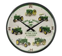 Nostalgic-Art Orologio da muro retrò, Ø 31 cm, John Deere - Model Chart | original John Deere license product (OLP), orologio analogico, design vintage, Idea regalo per fan di trattori