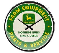 Nostalgic-Art Orologio da muro retrò, Ø 31 cm, John Deere - Parts & Service - Idee regalo per amanti dei trattori, Official License Product (OLP), decorazione per la cucina grande, design vintage