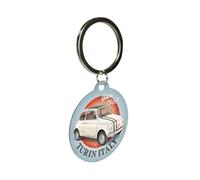 Nostalgic-Art Portachiavi retrò, Ø 4 cm, Fiat 500 - Turin Italy - Idee regalo per amanti FIAT, Official License Product (OLP), in metallo, design vintage