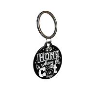 Nostalgic-Art Portachiavi retrò, Ø 4 cm, Home is where the cat is black - Idee regalo per amanti dei gatti, in metallo, design vintage