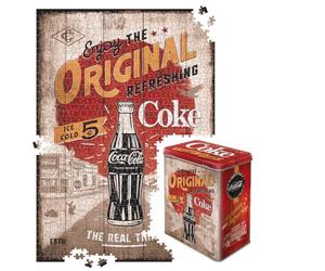 Nostalgic-Art Puzzle retrò 1000 pezzi, 68 x 48 cm, Coca-Cola - Highway 66 - Idea regalo per gli appassionati di Coke Prodotto con licenza originale (OLP) per adulti, in scatola di metallo vintage come