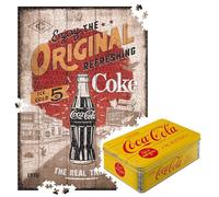 Nostalgic-Art Puzzle retrò 1000 pezzi, 68 x 48 cm, Coca-Cola - Highway 66 Logo - Idea regalo per gli appassionati di Coke Prodotto con licenza originale (OLP) per adulti, in scatola di metallo vintage