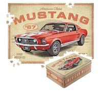 Nostalgic-Art Puzzle retrò 1000 pezzi, 68 x 48 cm, Ford Mustang - GT 1967 Red - Idea regalo per i fan della Ford, prodotto con licenza originale (OLP) per adulti, in scatola di metallo vintage come