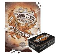 Nostalgic-Art Puzzle retrò 1000 pezzi, 68 x 48 cm, Harley-Davidson - Genuine - Idea regalo per motociclisti, prodotto con licenza originale (OLP) per adulti, in scatola di metallo vintage come