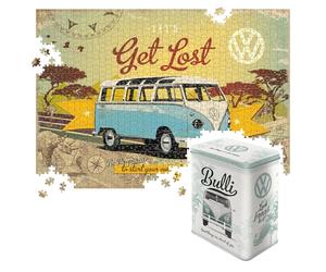 Nostalgic-Art Puzzle retrò 1000 pezzi, 68 x 48 cm, VW Bulli - Good Things - Volkswagen Bus idea regalo originale (OLP) per adulti, in scatola di metallo vintage come confezione regalo