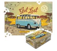 Nostalgic-Art Puzzle retrò 1000 pezzi, 68 x 48 cm, VW Bulli - Let's Get Lost - Idea regalo Volkswagen Bus, prodotto originale con licenza (OLP) per adulti, in confezione regalo in metallo vintage
