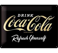 Nostalgic-Art Retro Blechschild Coca-Cola-Logo Black-Idea Regalo per Gli Appassionati di Coke, Metallo, Design Vintage per la Decorazione, 30 x 40 cm