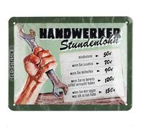 Nostalgic-Art Retro Blechschild Paga oraria Artigianale-Idea Regalo per Artigiani, in Metallo, Design Vintage con Scritta, 15 x 20 cm