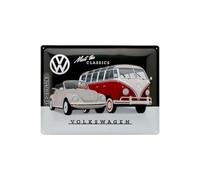 Nostalgic Art Retro Blechschild Targa Vintage Volkswagen - VW - Meet The Classics - Idea regalo per i bus VW, in metallo, Design retro per decorazione, 30 x 40 cm